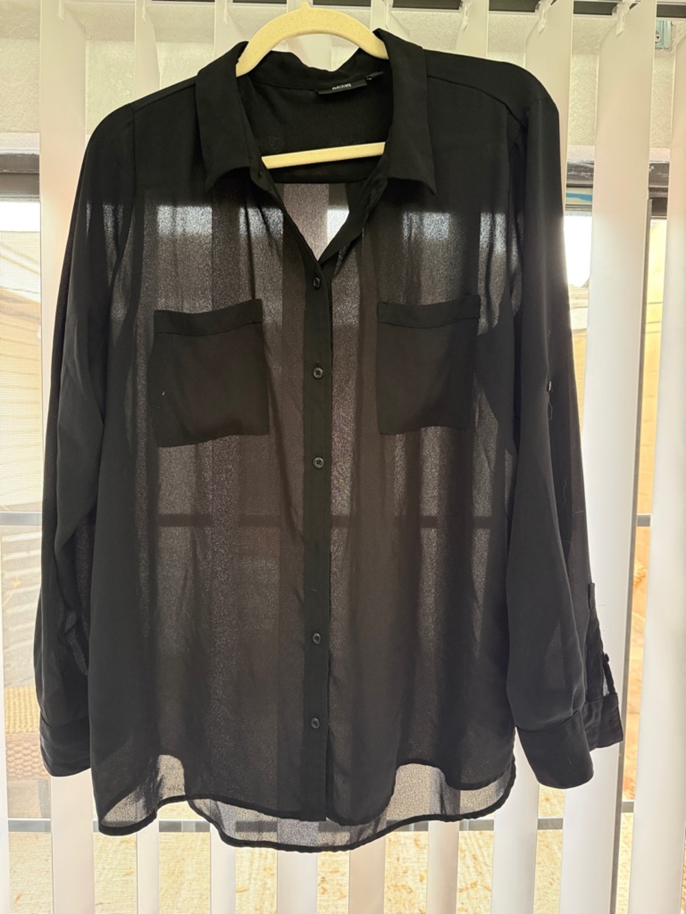 Apt. 9 Black Sheer Button-Down Shirt